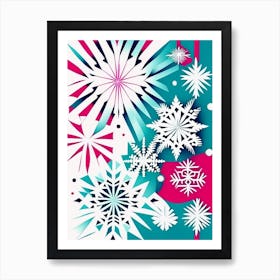 Pattern, Snowflakes, Minimal Line Drawing 1 Art Print