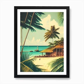 Pemba Island Tanzania Vintage Sketch Tropical Destination Art Print