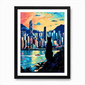 Shenzhen China Skyline With A Cat 2 Art Print