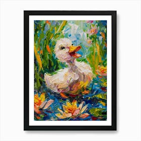 Duck In Water Art Print