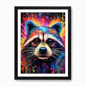 A Honduran Raccoon Vibrant Paint Splash 2 Art Print