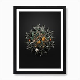 Vintage Seckel Pear Fruit Wreath on Wrought Iron Black n.0124 Art Print