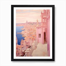 Cartagena Spain 6 Vintage Pink Travel Illustration Art Print
