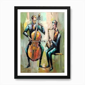 Two Musicians Playing Cello Art Print