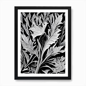 Bladderwrack Leaf Linocut 2 Art Print