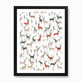 Christmas Deer winter Art Print