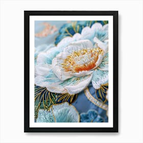 Lotus Flower Embroidery 2 Art Print