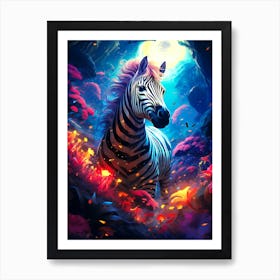 Zebra In The Forest Art Print