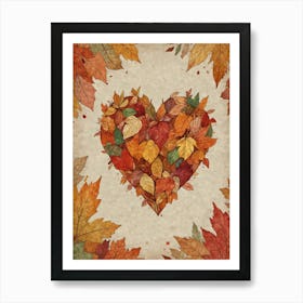 Autumn Leaves Heart 5 Art Print