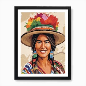 Bolivia girl in local costume wall art print Art Print