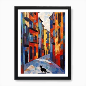 Painting Of Barcelona With A Cat 1 In The Style Of Matisse Art Print