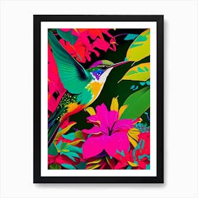 Hummingbird In A Garden Andy Warhol Inspired Art Print