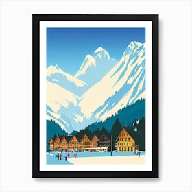 Mayrhofen 2, Austria Midcentury Vintage Skiing Poster Art Print