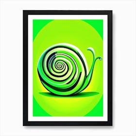 Snail With Green Background Pop Art Art Print