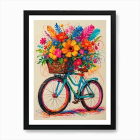 Flowers On A Bike 1 Art Print