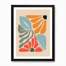 Colorful Abstract Flowers and leaves Art Print