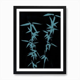 Black teal bamboo Art Print