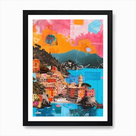 Portofino   Retro Collage Style 3 Art Print
