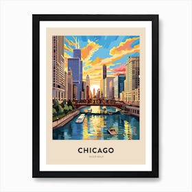 River Walk 5 Chicago Travel Poster Art Print