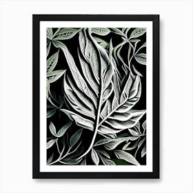 Lemon Verbena Leaf Linocut 1 Art Print