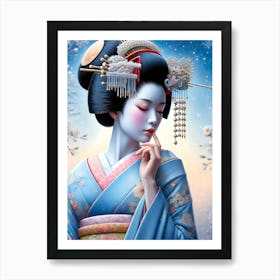 Japan Traditional Geisha Illustration By Ad 126 Art Print