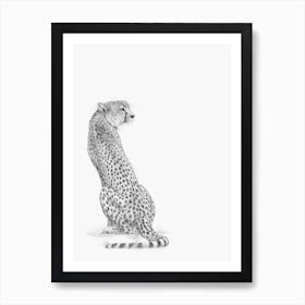 Cheetah Handrawn Black And White Art Print