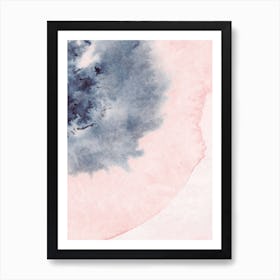 Sand Pink And Navy Watercolour 5 Art Print