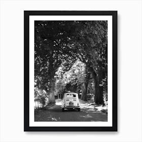 Cinquecento Down An Avenue Of Trees Black & White Art Print