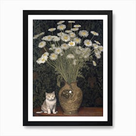 Queen With A Cat 4 William Morris Style Art Print