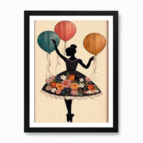 Ballerina With Balloons 2 Art Print