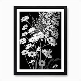 Baby's Breath Wildflower Linocut 2 Art Print