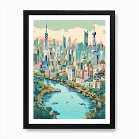 Shanghai, China, Geometric Illustration 4 Art Print