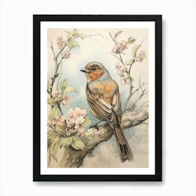 Storybook Animal Watercolour Robin 3 Art Print