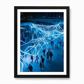 A Geometric Structure Sprawled Across A Global Scale Its Interconnected Nodes Pulsating With Data T (1) 2 Art Print