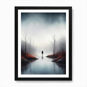 Lonely Man In The Fog Art Print