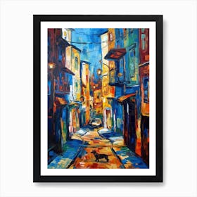 Painting Of Cape Town With A Cat In The Style Of Expressionism 4 Art Print