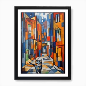 Painting Of New York With A Cat In The Style Of Cubism, Picasso Style 2 Art Print