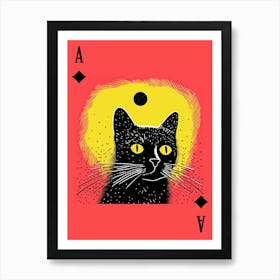 Playing Cards Cat 9 Pink And Black Art Print