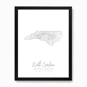 North Carolina Minimal Street Map Art Print