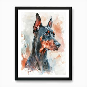 Doberman Pinscher Watercolor Painting 2 Art Print