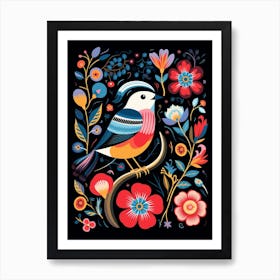 Folk Bird Illustration Carolina Chickadee 3 Art Print