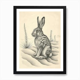 Checkered Giant Rabbit Drawing 4 Art Print