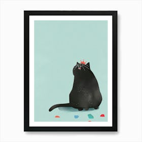 Black Cat With Crown 2 Art Print