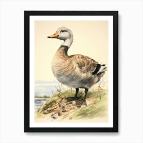 Storybook Animal Watercolour Goose 1 Poster