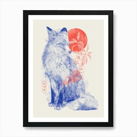 Bloomy Fox - Watercolor Pastel Music Wild Animal Aesthetic Gift 2 Art Print