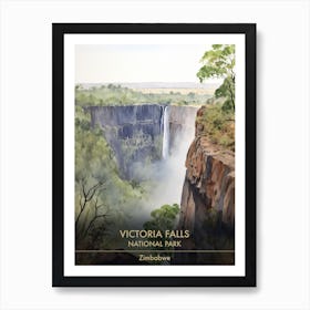 Victoria Falls National Park Zimbabwe Watercolour 4 Art Print