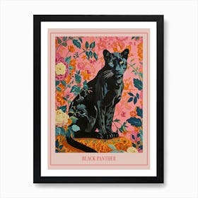 Floral Animal Painting Black Panther 2 Poster Art Print