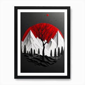 Tree In The Mountains Art Print