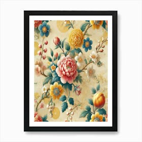 Chinese Floral Wallpaper 2 Art Print