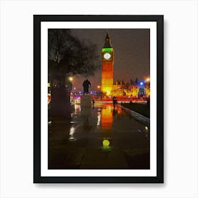 Rainy Night In Parliament Square, London, United Kingdom Art Print